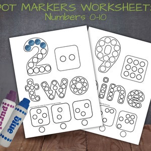Dot Marker Number Worksheets, Kid&#39;s Printable Counting Activities for Toddlers, Preschool, Kindergarten, Homeschool, Classroom Worksheets