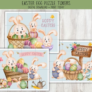 Easter Egg Puzzle Tokens, Kid&#39;s Easter Egg Hunt Prizes, Easter Egg Fillers, Easter Activity
