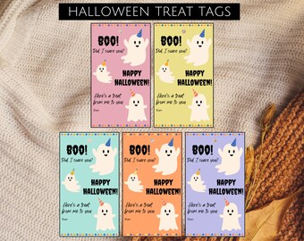 Halloween Ghost Treat Tags, Printable Gift Tags, Halloween Party Favor Tags, Class Treat Tags