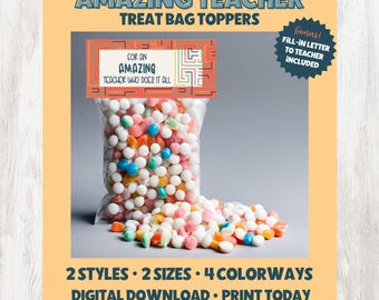 Amazing Teacher Treat Bag Toppers, Printable Teacher Appreciation Gift Tags