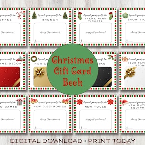 Livro de cartões-presente de Natal, presente para quem tem tudo, porta-cartões-presente de Natal, presente em grupo, ideia de presente de última hora