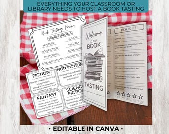 Book Tasting Kit for Classroom and Library, Editable Printable, Reading Engagement Activity