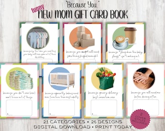 New Mom Gift Card Book, Funny, Baby Shower Group Gift, New Baby Gift, Push Present, First Time Parents, Printable Gift Card Holders