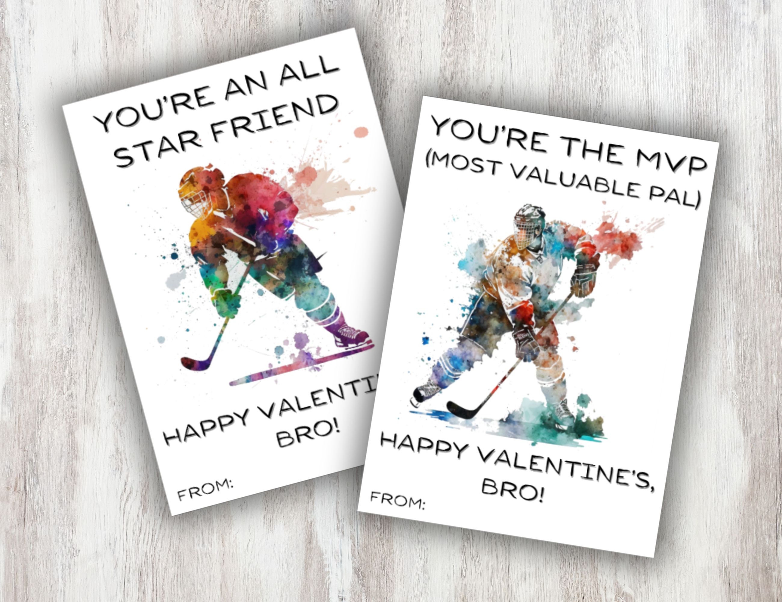 Hockey Printable Valentine's Cards, Kid's Classroom Valentines, Treat