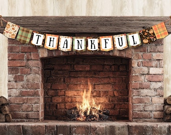Printable Fall Bunting Flags, Thanksgiving Banner, Cozy Autumn Decor