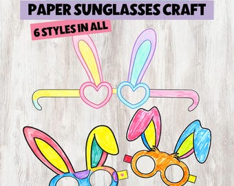 Printable Easter Sunglasses Coloring Craft, Wearable Paper Glasses for Kids