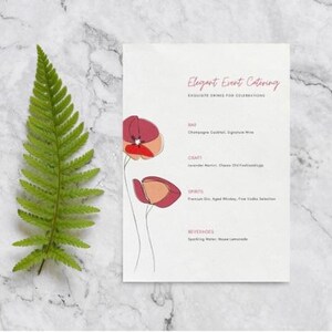Elegant Event Bar Menu Template | Customizable Digital Bar Sign | Modern Floral Drink Menu for Weddings and Celebrations