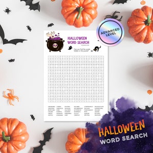 Halloween word search, Printable puzzle, Halloween puzzle for adults, Party games, Halloween games, Wordsearch 36 words, Instant download