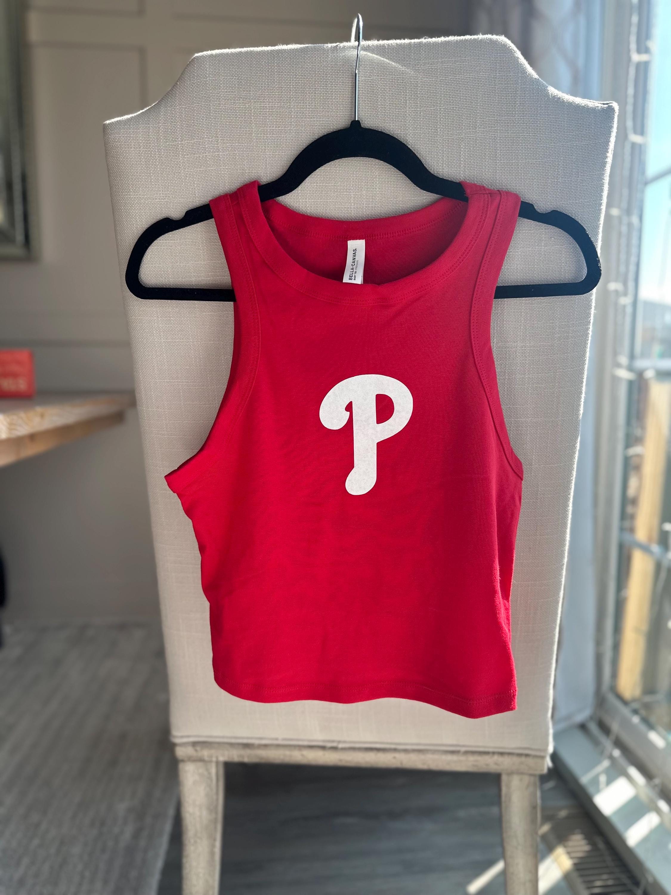 Red Phillies P Tank Top - Bella + Canvas
