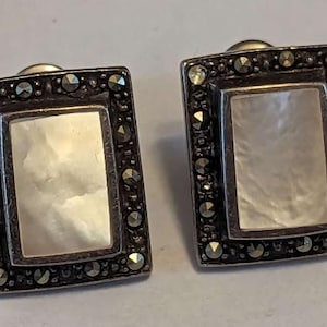 Vintage Mother of Pearl Sterling Silver Earrings (Only 1 in Stock)