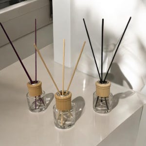 Reed Diffuser Glass Bottle | Refillable Fragrance Glass Diffuser Bottle | Wooden Cap | Rattan Reed Sticks | Aurum Alchemy