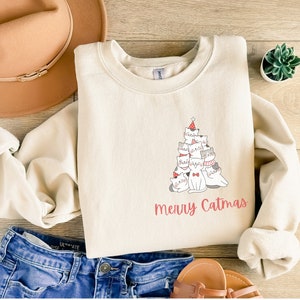 Cat Sweatshirt, Merry Catmas, Christmas Cat Gift, Cat Lovers Gift, Cat Owners Jumper, Cat Mum Gift, Merry Christmas, Christmas Jumper