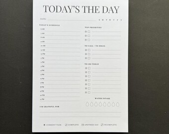 Minimalist Daily Planner Notepad - 50 Tear Away Pages, ADHD Friendly Planner, Desktop To-Do List, Aesthetic Notepad, Memopad