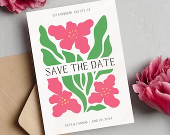 Funky Floral Save The Date Template