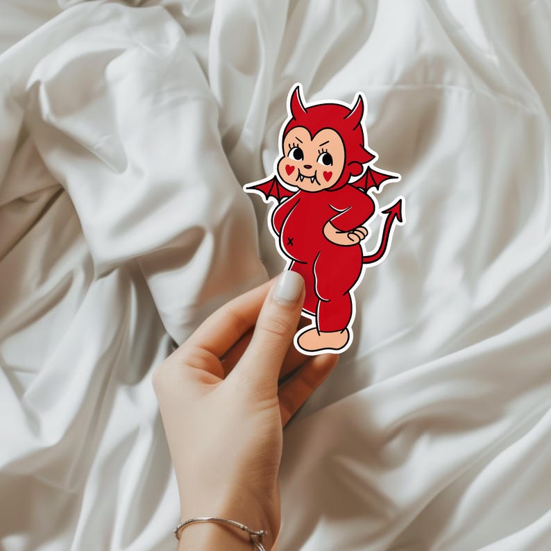 Devil Patch Sticker Devil Kewpie Sticker - Tattoo Flash Sticker, Laptop Sticker, Kindle ...