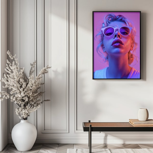 eon Nostalgia - Chic Woman in Purple Hues, Contemporary Pop Art Poster