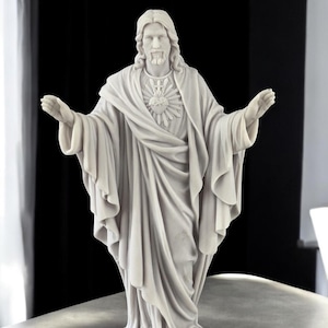 Marble Lord Jesus Christ Bust - Catholic Religious Statue 15.7&quot;