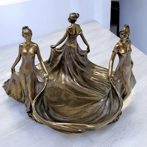 Cold Cast Bronze Fruit Bowl: The Three Graces, Home Decor