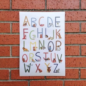 Póster ABC, animales, aprendizaje, póster, habitación infantil, letras, aprender a leer.