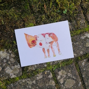 Wonderful art print cow with calf