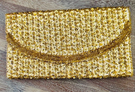 gold sequined clutch - image 4