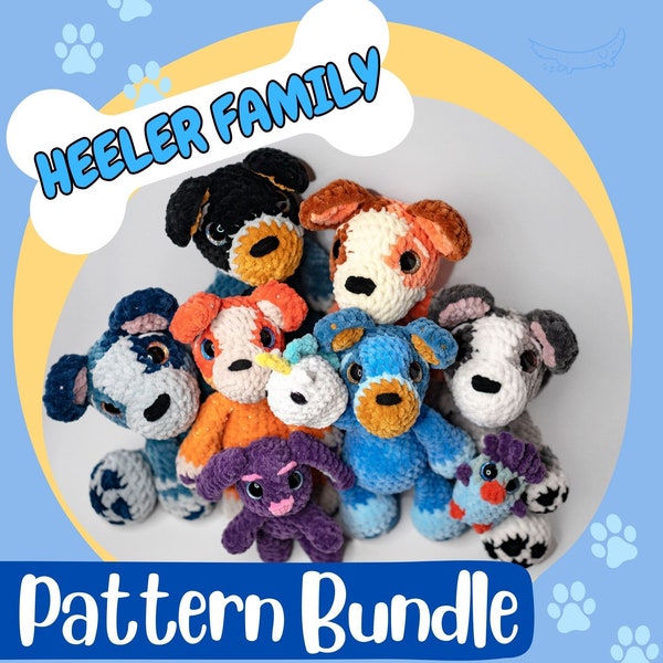 Heeler Family Bundle, Puppy and Friends Crochet Pattern