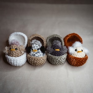 Poussin et oeuf à couver, poussin et oeuf à couver originaux, motif au crochet à couture basse
