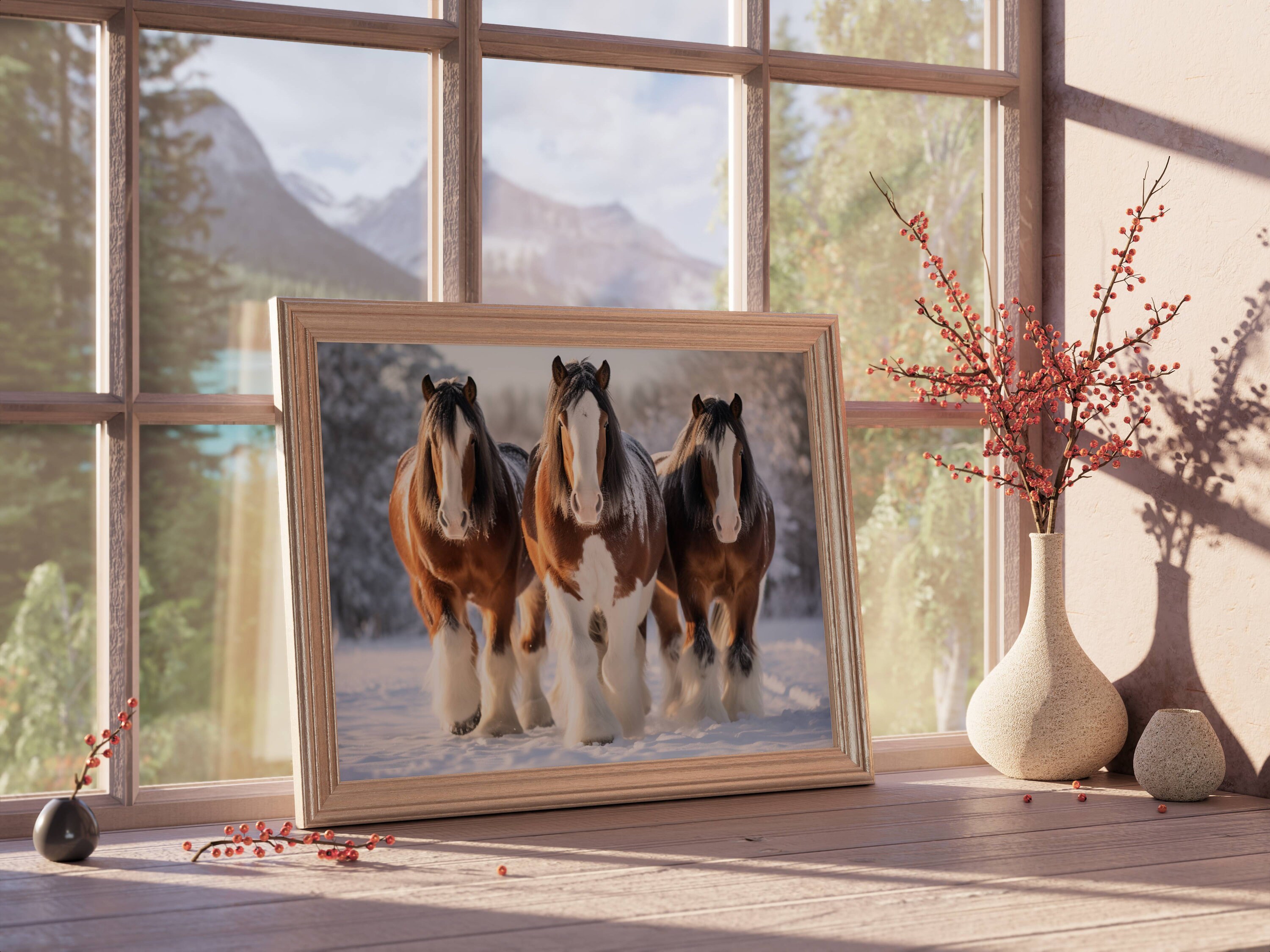 PRINTABLE Horses in Snow Picture Instant Download Printable Wall Art ...