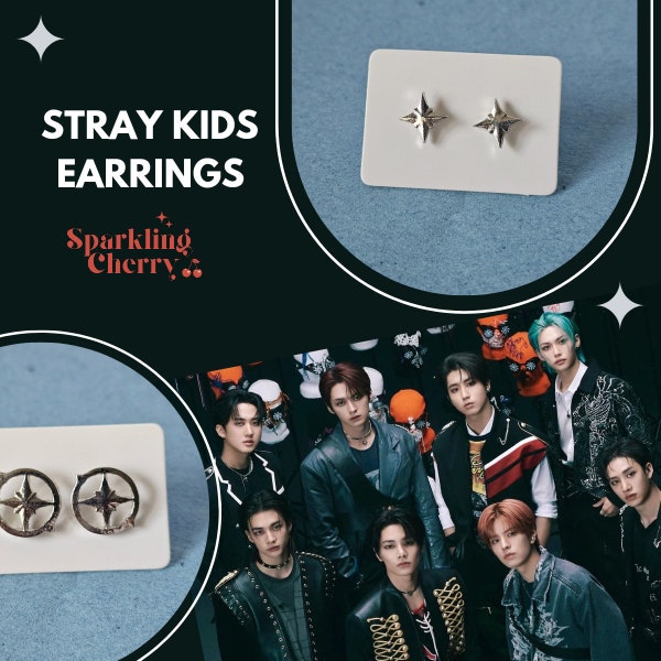 Stray Kids Silver Compas Stud Earrings| • Bangchan • Leeknow • Changbin • Hyunjin • Han • Felix • Seungmin • I.N. | World Tour | Stay | SKZ