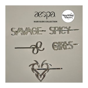 Aespa Hair Slides | Girls, Spicy, Savage, Heart, Ae | • Giselle • Ningning • Winter • Karina - Aespa Logo