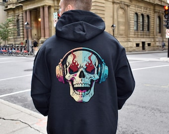 Skull With Headphones | Fleece Hoodie