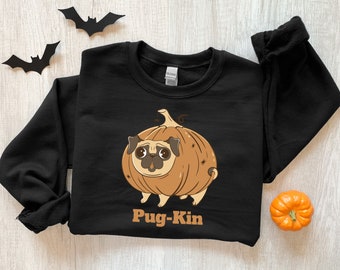 Pumpkin Sweatshirt, Pug Sweater, Pumpkin Sweater, Halloween Crewneck Sweatshirt, Halloween Costume, Unisex sweatshirt, Halloween Gift