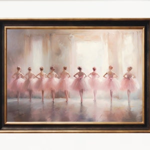 Dainty Ballet Class Oil Painting, Pink Ballerinas Painting, Dance Studio Art, Ballet Oil Painting, Pastel Girly Apartment Wall Art, Pink Art