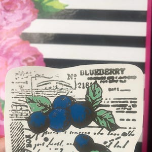 Blueberries Vintage Look Matte White Sticker