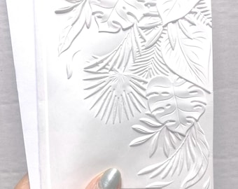 Monstera and Assorted Leaves Embossed Card, 4.25” x 5.5”