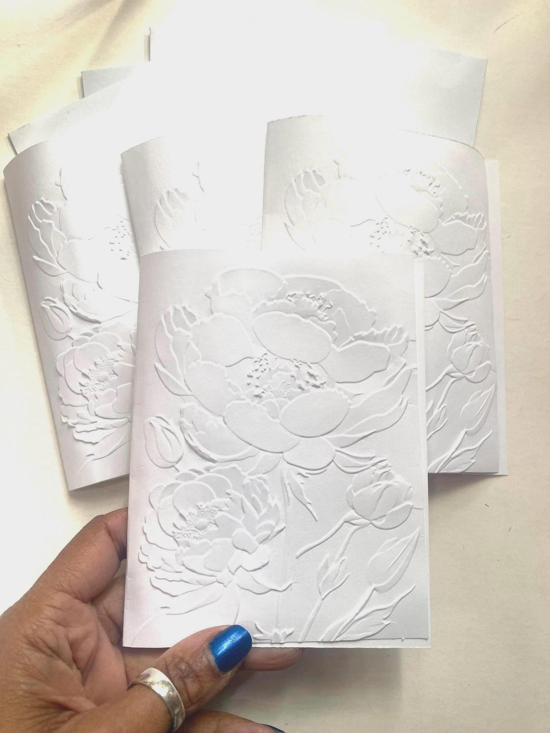 Peony #1 Floral Embossed Card, 4.25” X 5.5” - Etsy