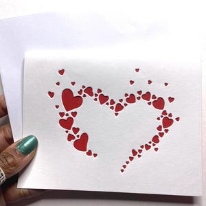 Red and White Hearts Card, 4.25" x 5.5"