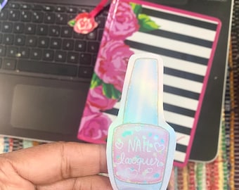 Pink Nail Polish Holographic Sticker