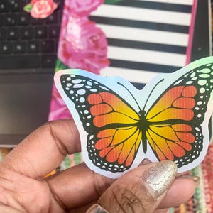 Black and Blue Butterfly Holographic Sticker