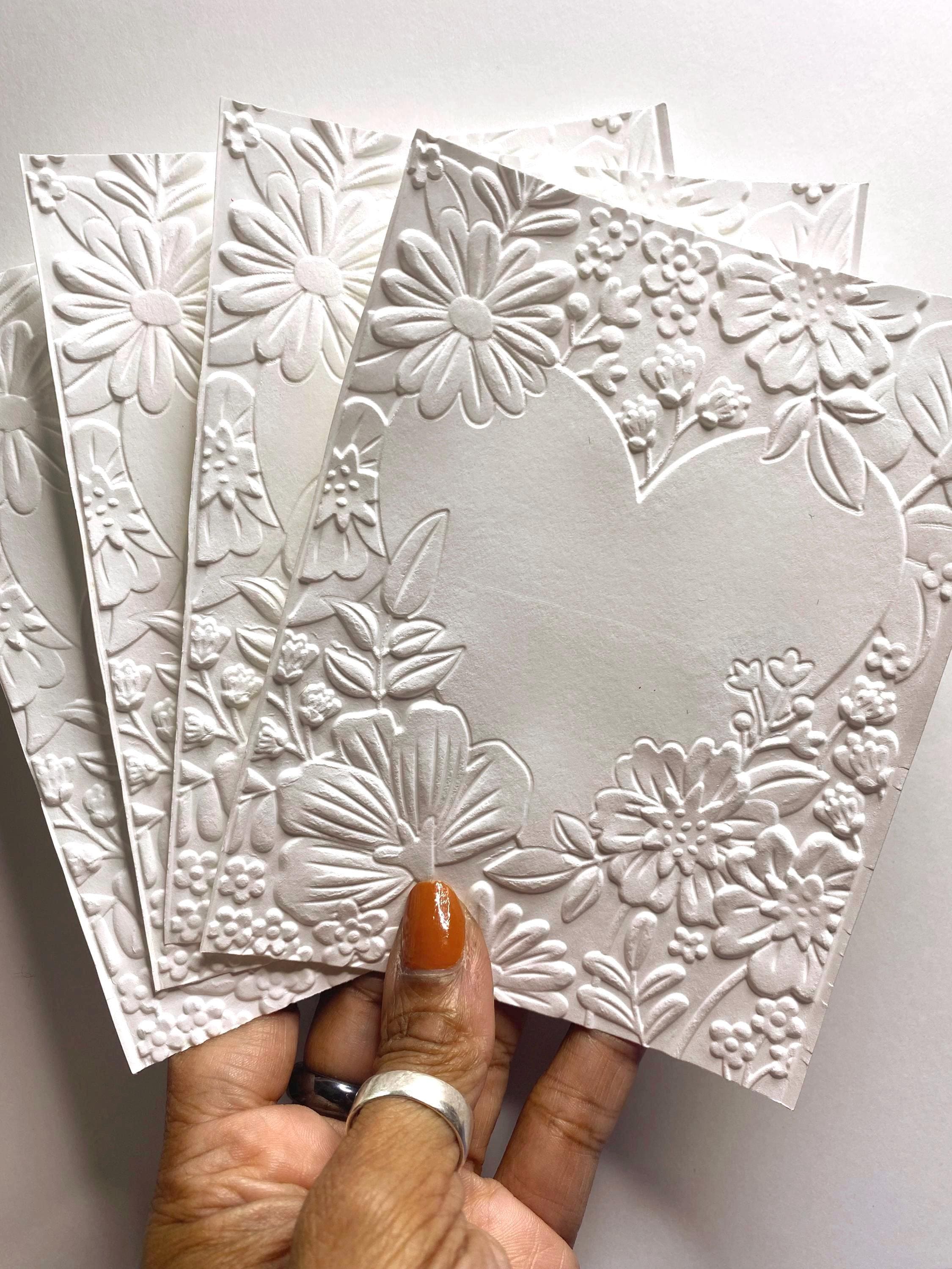 Floral Heart #2 Embossed Cardstock for Card Making, Junk Journaling ...