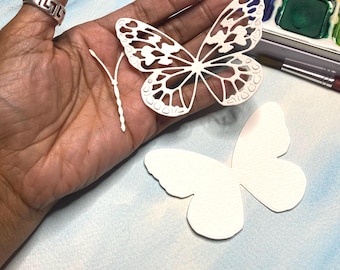 Papel troquelado con forma de mariposa para acuarela, ideal para hacer tarjetas y álbumes de recortes.