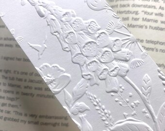 Foxgloves Floral Embossed Bookmark with Jute Cord