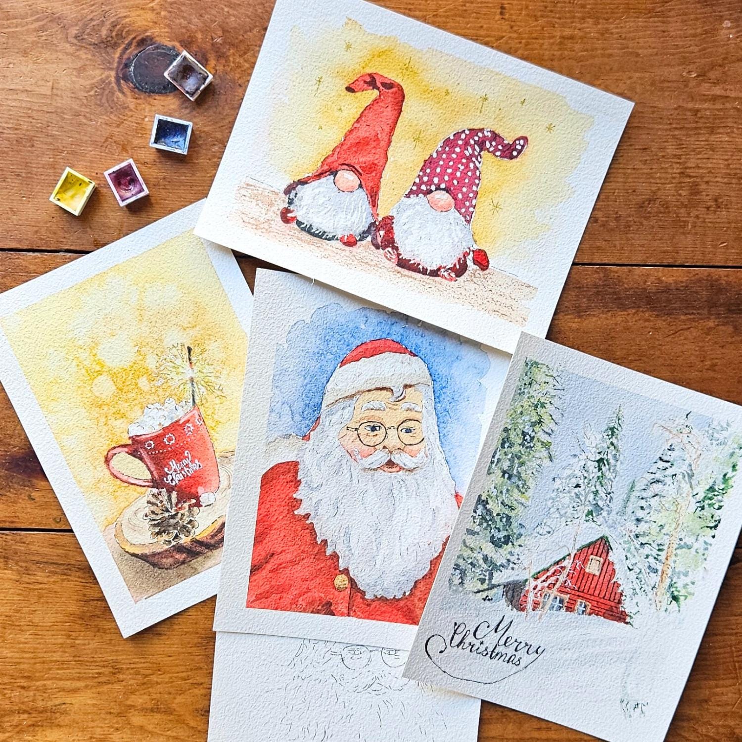 Cahier D'exercices D'aquarelle De Noël Pour Débutants - Papier épais, Motifs Festifs, 22 X 17 Cm