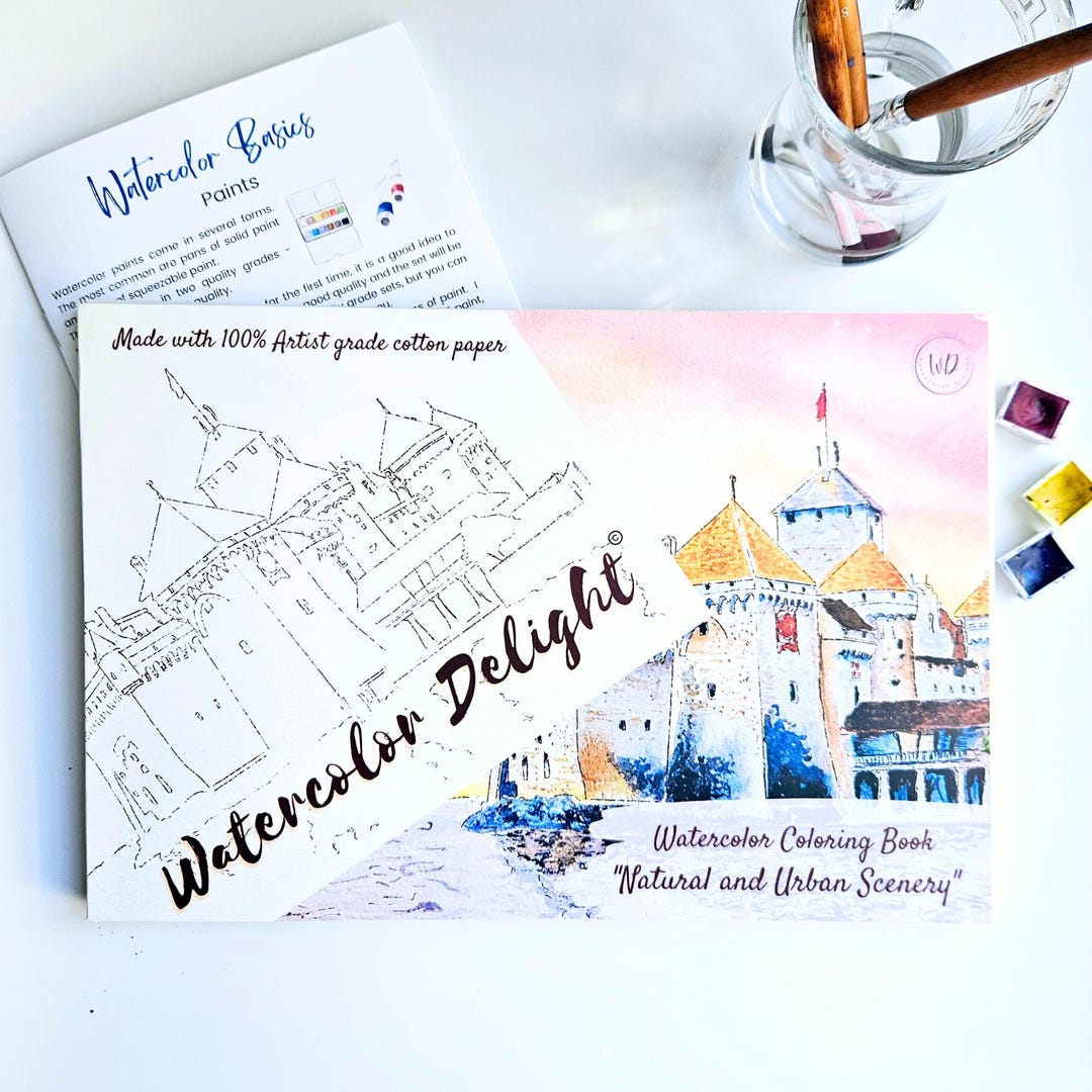 Watercolor Coloring Book watercolor Delight , 100% Artist Grade COTTON ...