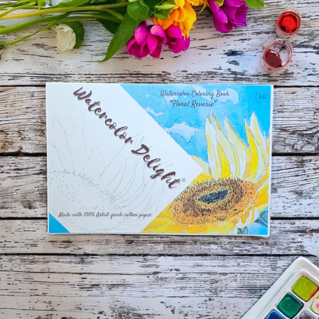 Watercolor Coloring Book watercolor Delight, 100 Professional COTTON