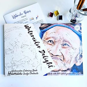 Watercolor Coloring Book: &quot;Watercolor Delight&quot;  Portraits, Faces| 100% Artist-Grade Cotton Paper | Beginner-Friendly Workbook