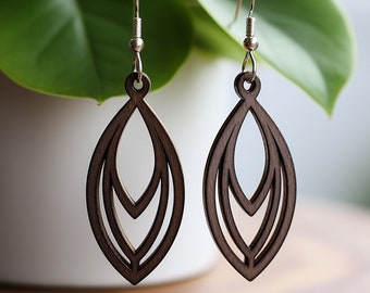 10 Laser Cut Dangle Designs for Women, Geometric Earring, Elegant Wooden Earring Templates Bundle - SVG, DXF, EPS Digital Download Earrings