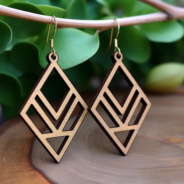 10 Laser Cut Dangle Designs for Women, Geometric Earring, Elegant Wooden Earring Templates Bundle - SVG, DXF, EPS Digital Download Earrings.