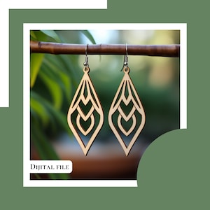 Elegantes Accessoire, digitaler Ohrstecker, Holzohrring, DIY Ohrring, Baumeln-Design, Eps Ohrring, Laser Schmuck, Laser-Cut Ai, Dxf Ohrring
