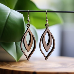 10 elegante geometrische houten oorbellensjablonen | Lasergesneden bungelontwerpset voor vrouwen - digitale download in SVG, DXF, EPS